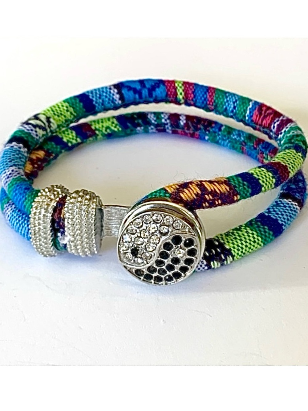 Coastal Surfer Yen Yang Colorful Fabric Bracelet